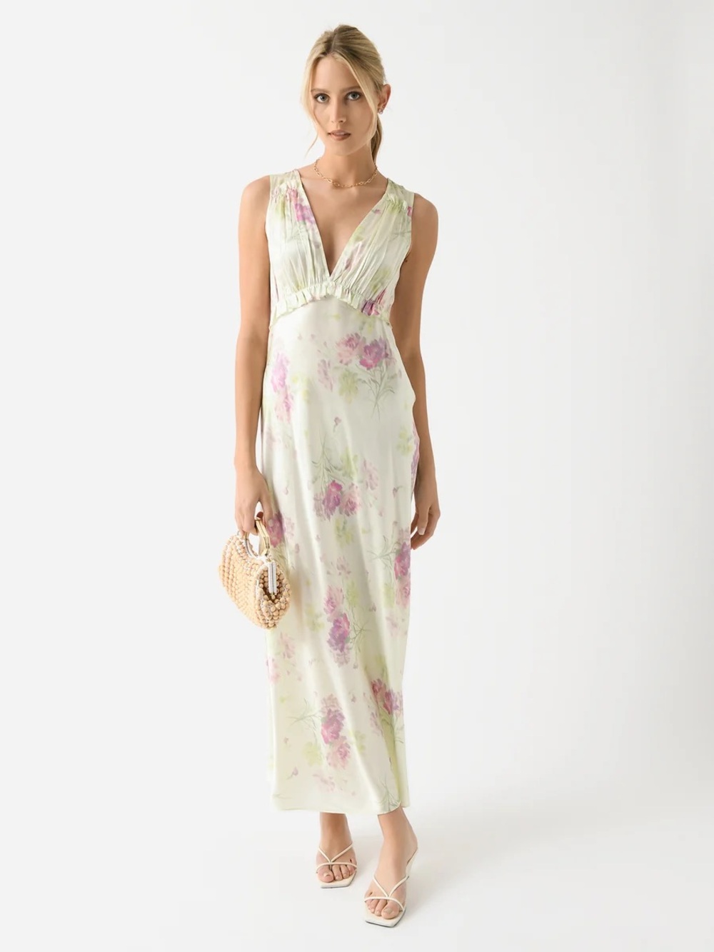 LOVESHACKFANCY Suniva Silk Charmeuse Slip Dress